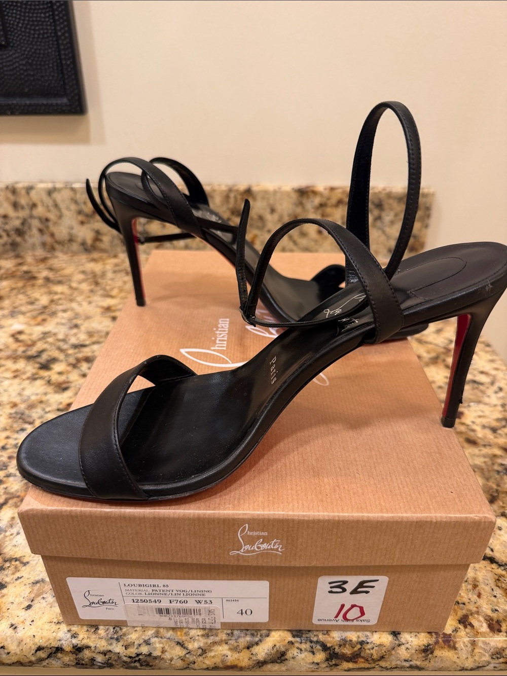 Christian Louboutin Black Leather Strappy Stiletto Sandals - Picture 8 of 8